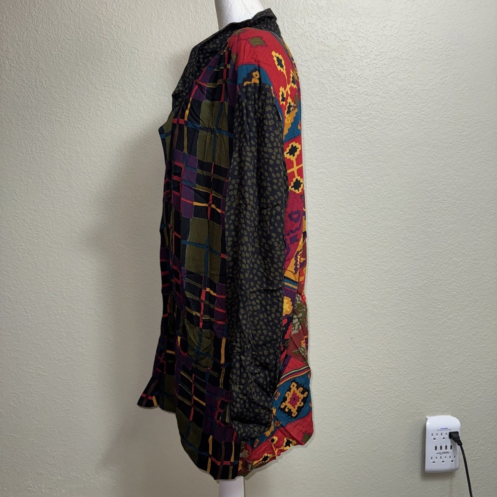 Vtg CAROLE LITTLE Mixed Media Patchwork Blazer Jacket 16 Boho Artsy 90s - Picture 4 of 5